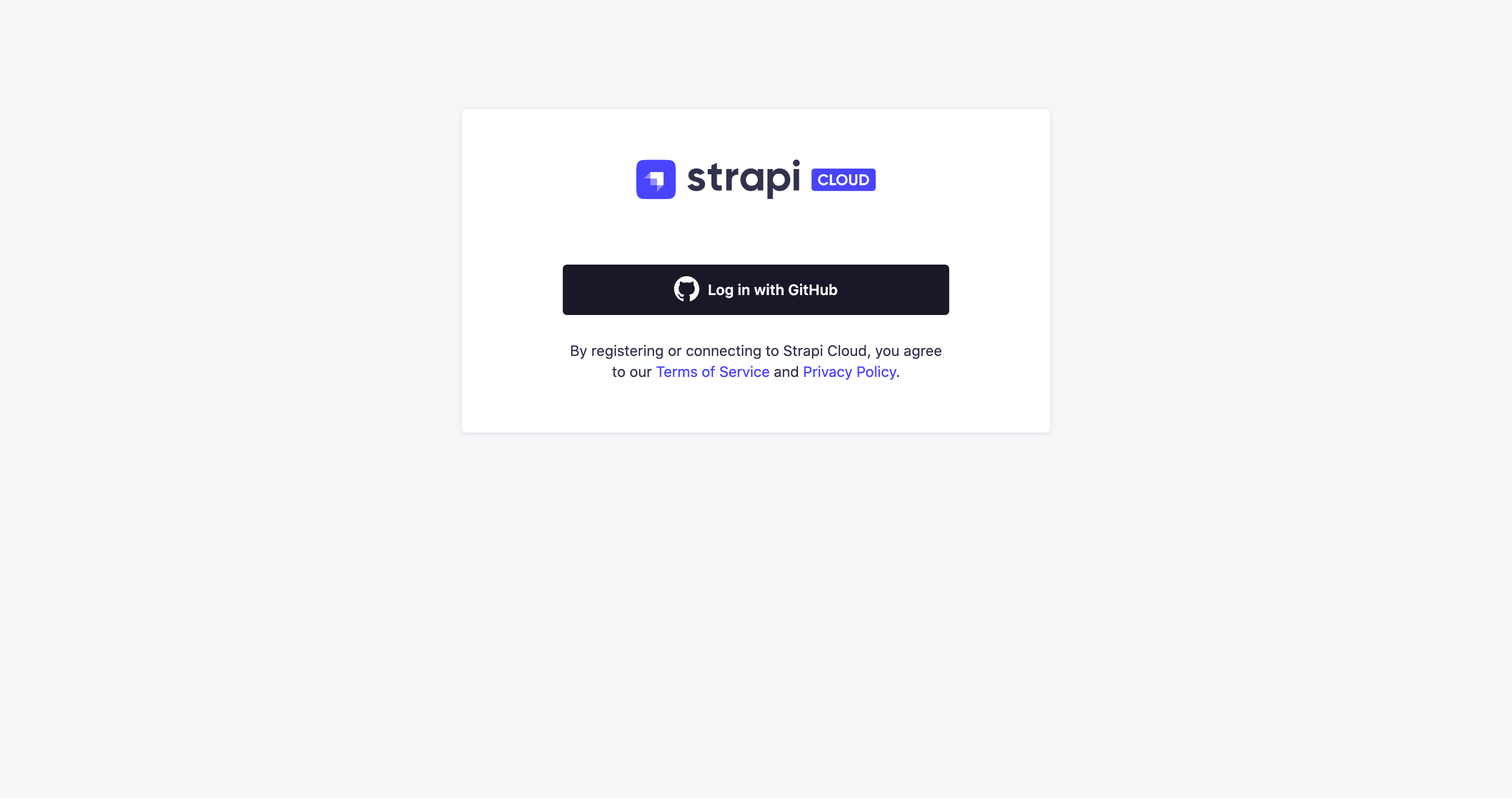 Strapi Cloud login page